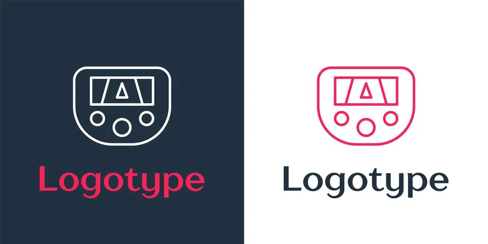 Logotype line Gps device with map icon isolated on white background. Logo design Ilustração Stock