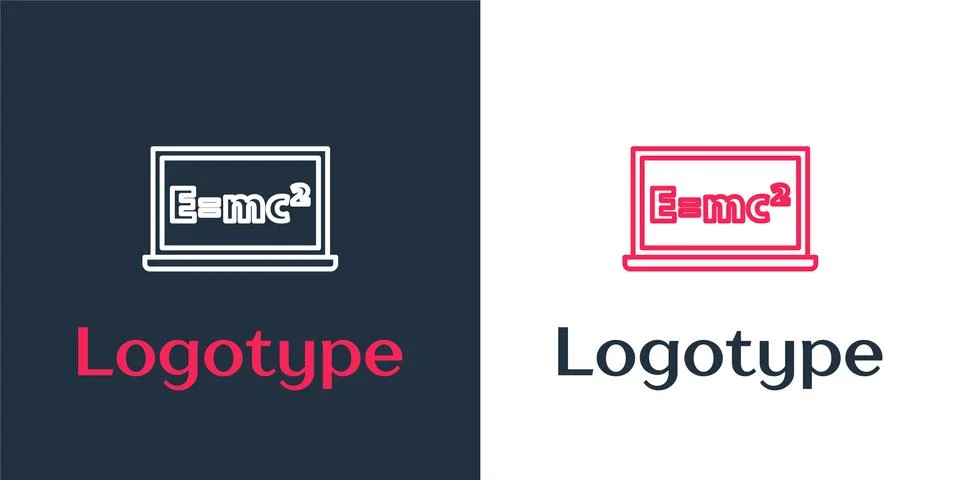 Logotype line Math system of equation solution on chalkboard icon isolated on Illustrazione stock