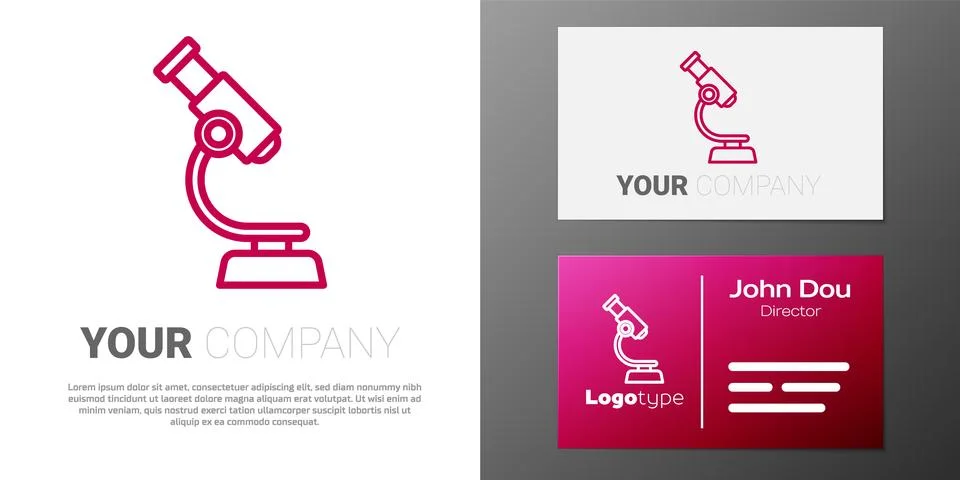 Logotype line Microscope icon isolated on white background. Chemistry, pharma 스톡 일러스트