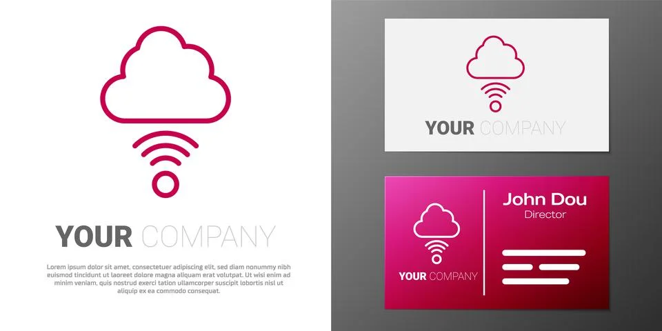 Logotype line Network cloud connection icon isolated on white background. Social 스톡 일러스트