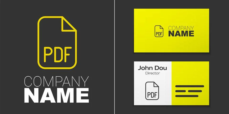Logotype line PDF file document. Download pdf button icon isolated on grey Illustrazione stock