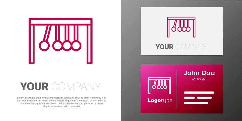 Logotype line Pendulum icon isolated on white background. Newtons cradle. Logo Stock Illustration