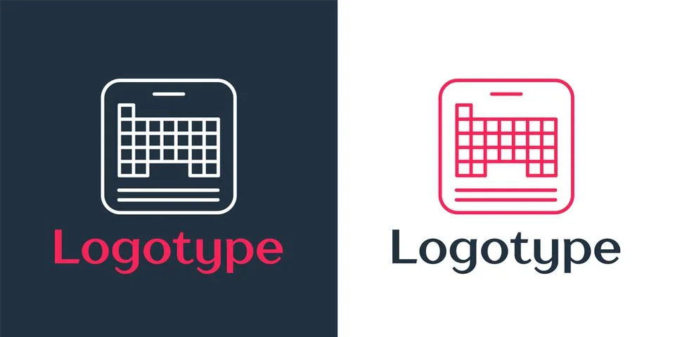 Logotype line Periodic table of the elements icon isolated on white background Stock Illustration