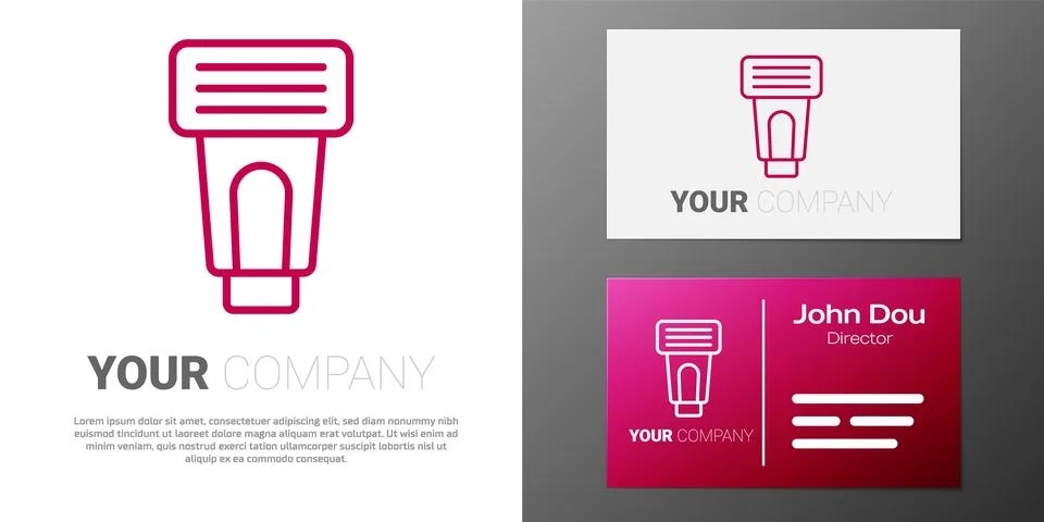 Logotype line Photo camera flash icon isolated on white background. Logo de.. Stock Illustration