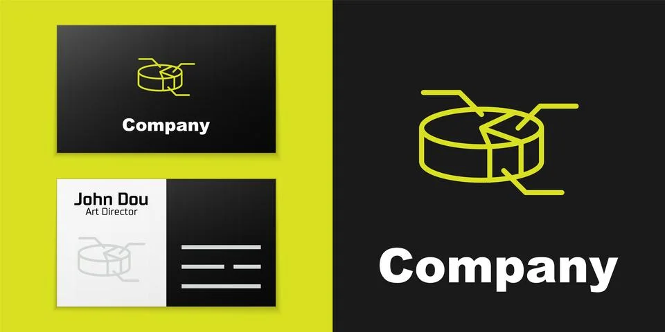 Logotype line Pie chart infographic icon isolated on black background. Diag.. Stock Illustration