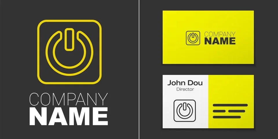 Logotype line Power button icon isolated on grey background. Start sign. Logo 스톡 일러스트