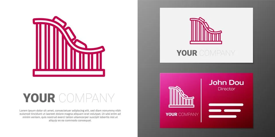 Logotype line Roller coaster icon isolated on white background. Amusement park Stock Illustration