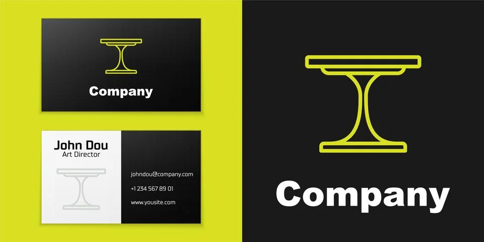 Logotype line Round table icon isolated on black background. Logo design Stock Illustration