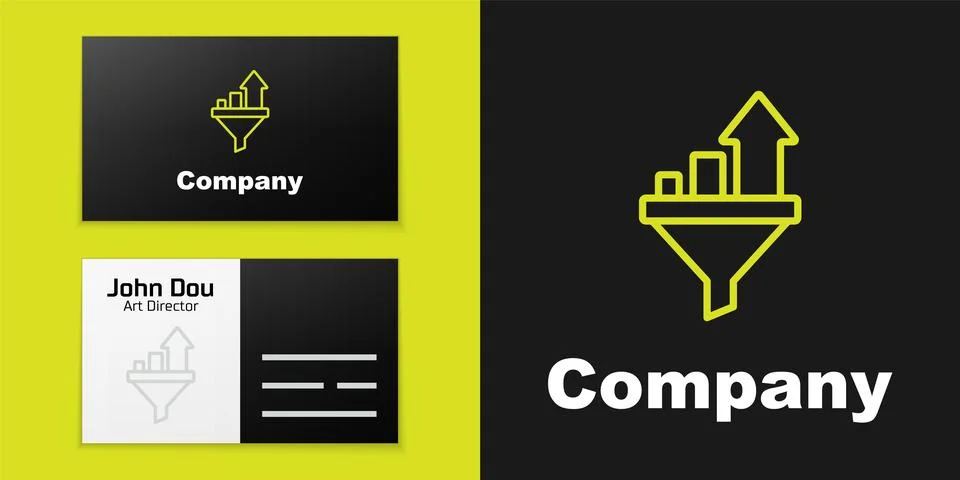 Logotype line Sales funnel with chart for marketing and startup business ic.. Illustration