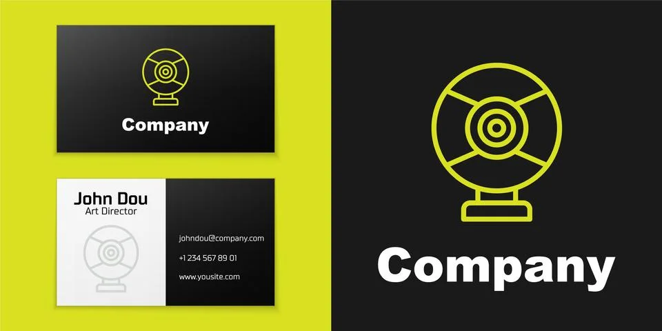 Logotype line Security camera icon isolated on black background. Logo design Ilustração Stock