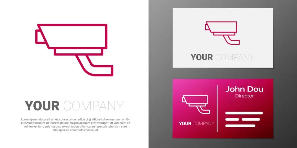 Logotype line Security camera icon isolated on white background. Logo design Illustrazione stock