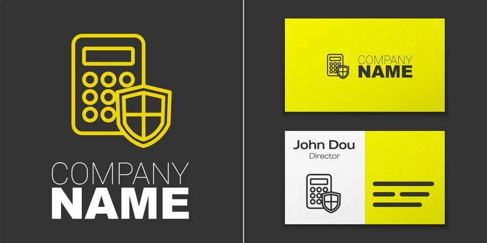 Logotype line Security system control panel with display icon isolated on grey Stock Illustration