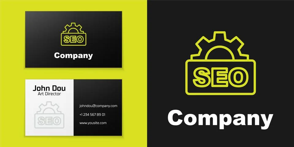 Logotype line SEO optimization icon isolated on black background. Logo design Stock Illustration