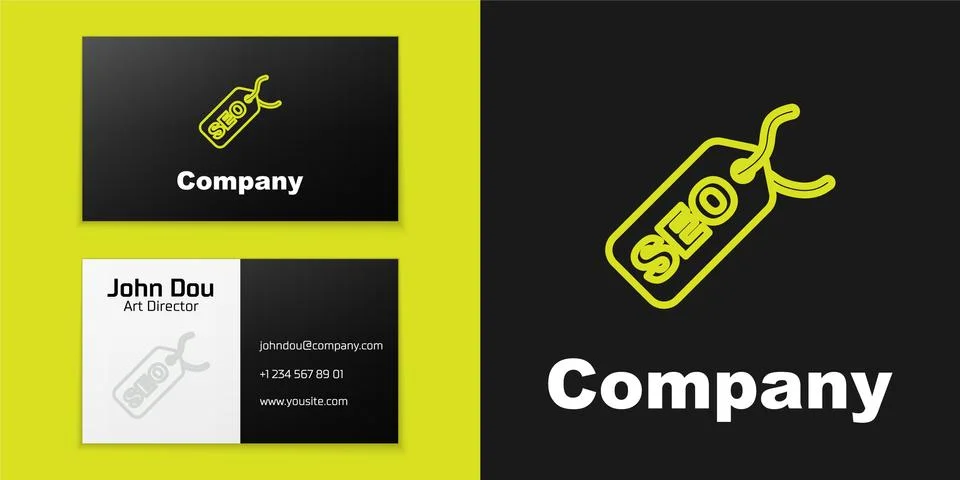 Logotype line SEO optimization icon isolated on black background. Logo design Stock Illustration