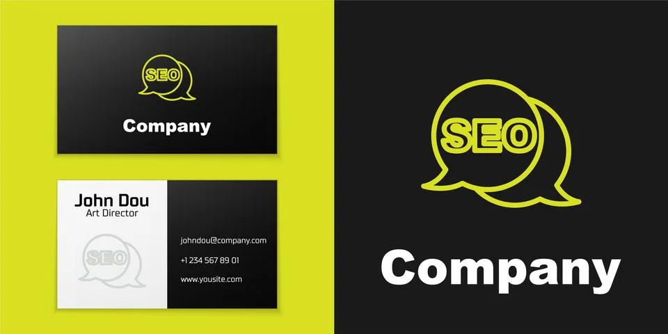 Logotype line SEO optimization icon isolated on black background. Logo design Stock Illustration
