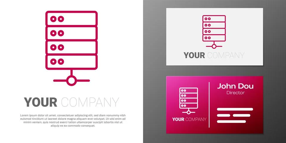 Logotype line Server, Data, Web Hosting icon isolated on white background. Logo Illustrazione stock