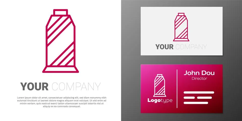 Logotype line Sewing thread on spool icon isolated on white background. Yarn Stock Illustration