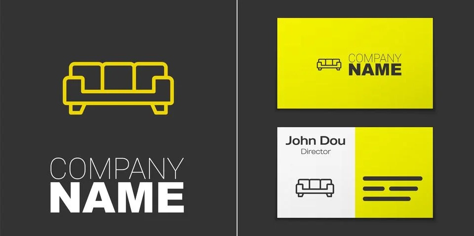 Logotype line Sofa icon isolated on grey background. Logo design template Stock-Illustration