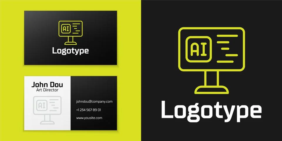 Logotype line Software, web developer programming code icon isolated on black Illustrazione stock