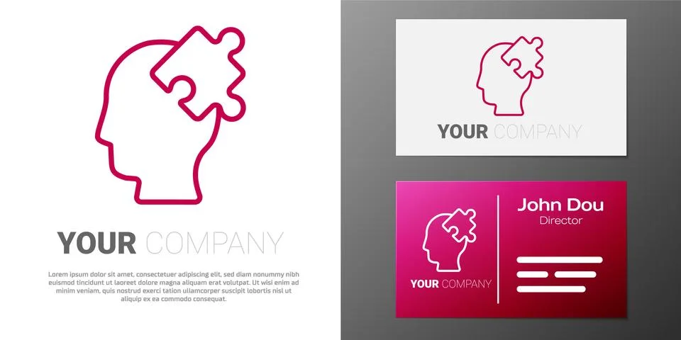 Logotype line Solution to the problem in psychology icon isolated on white Stock Illustration