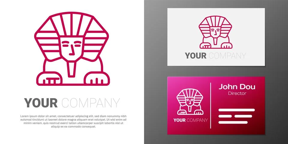 Logotype line Sphinx - mythical creature of ancient Egypt icon isolated on .. Stock Illustration