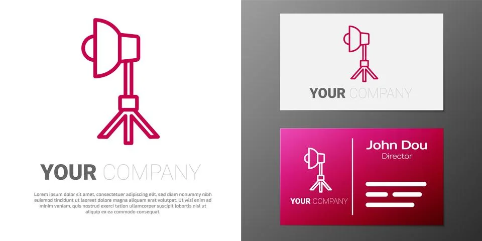 Logotype line Studio light bulb in softbox icon isolated on white background. Stock Illustration