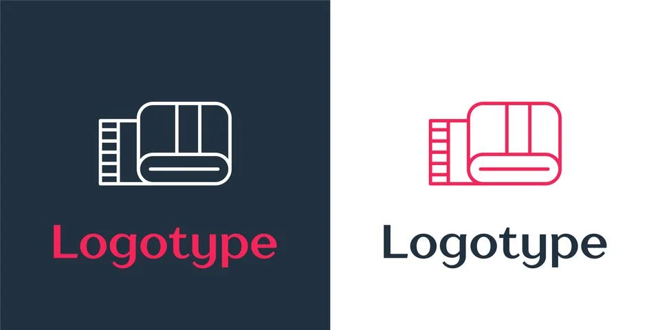 Logotype line Towel stack icon isolated on white background. Logo design Illustrazione stock