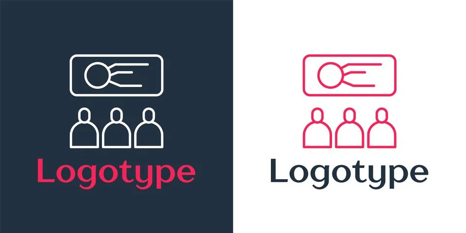 Logotype line Training, presentation icon isolated on white background. Logo Stock Illustration