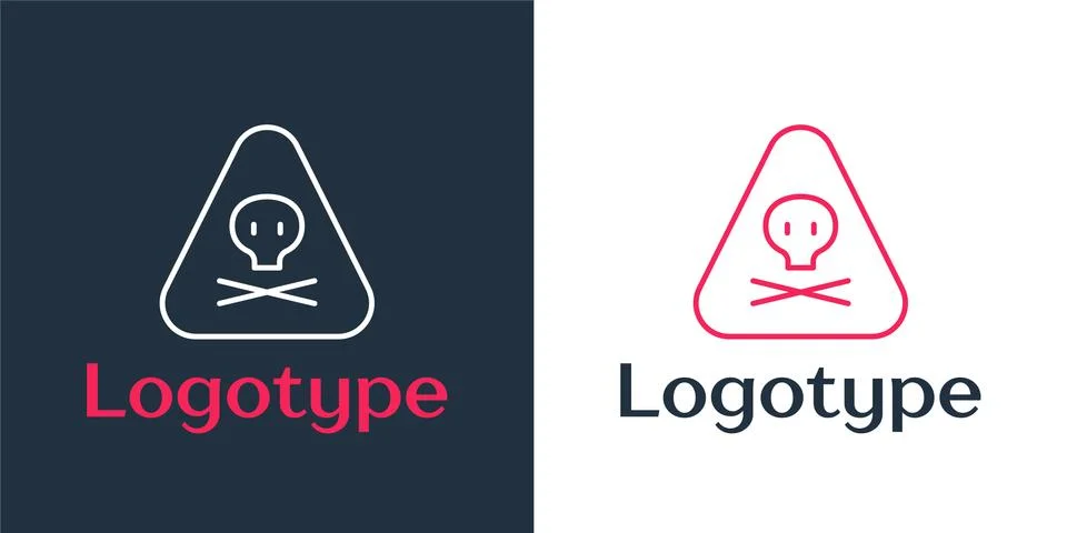 Logotype line Triangle warning toxic icon isolated on white background. Logo Stock Illustration