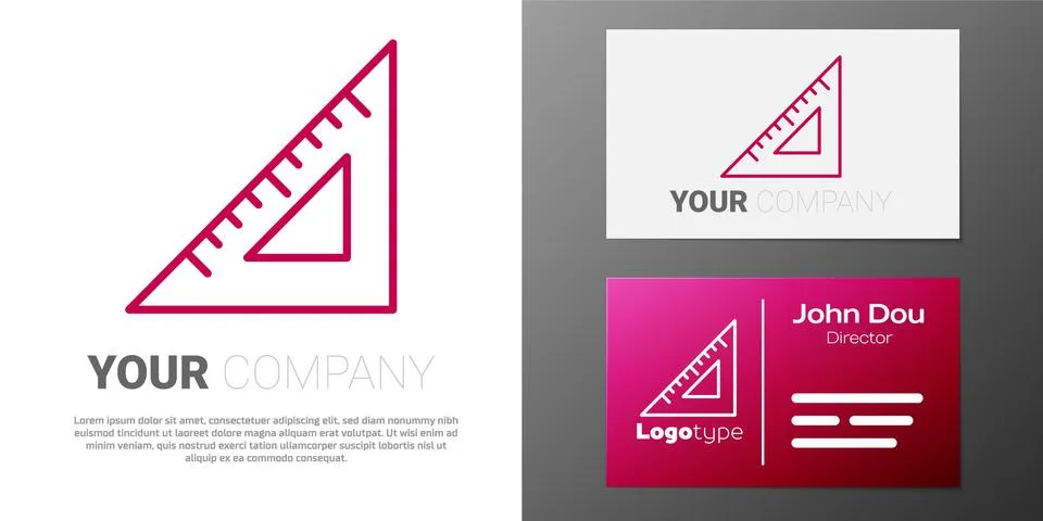 Logotype line Triangular ruler icon isolated on white background. Straightedge Stock Illustration
