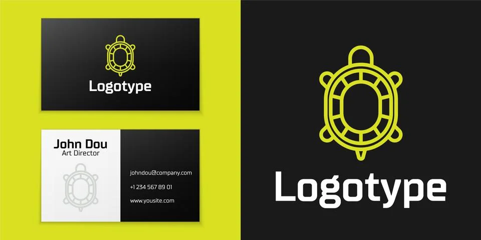 Logotype line Turtle icon isolated on black background. Logo design template Stock Illustration