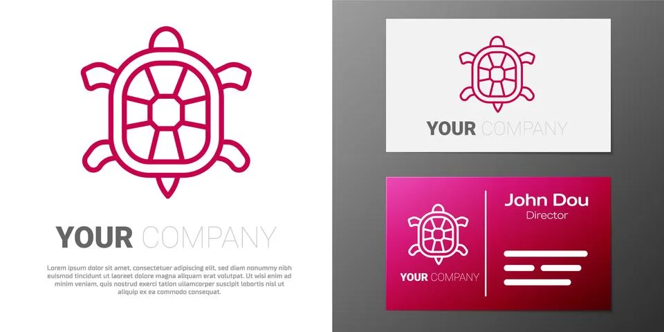 Logotype line Turtle icon isolated on white background. Logo design template Stock Illustration
