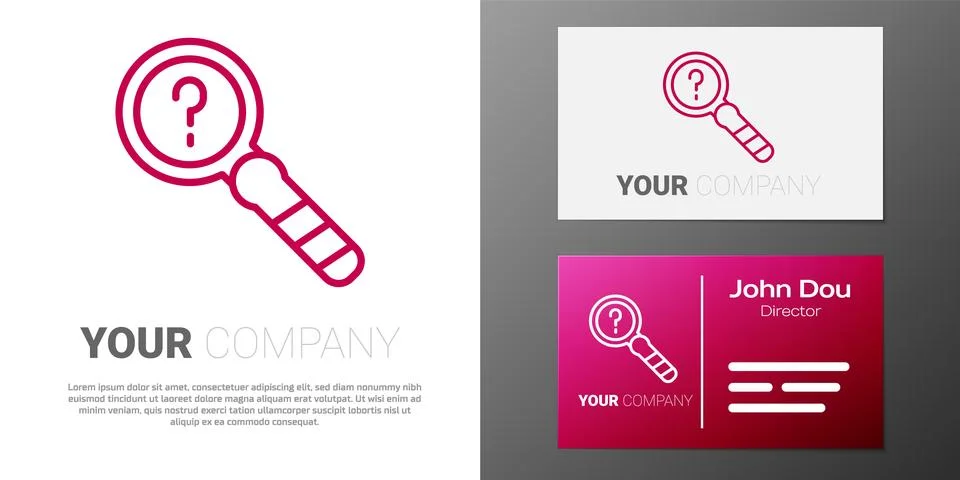 Logotype line Unknown search icon isolated on white background. Magnifying gl Stock Illustration