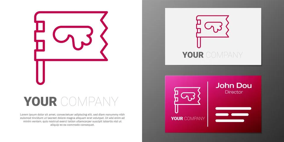 Logotype line Viking flag icon isolated on white background. Logo design Ilustração Stock