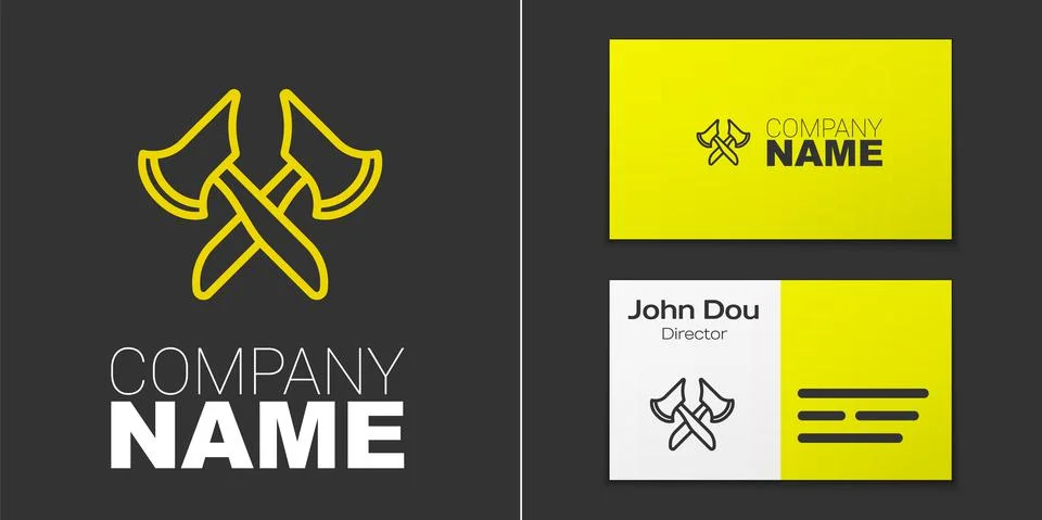 Logotype line Wooden axe icon isolated on grey background. Lumberjack axe. Logo Illustrazione stock