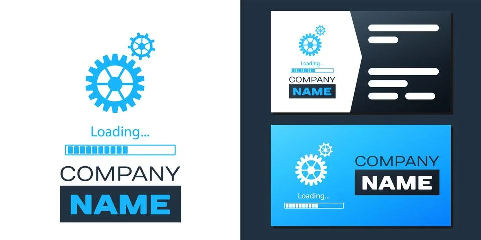 Logotype Loading and gear icon isolated on white background. Progress bar icon Illustrazione stock