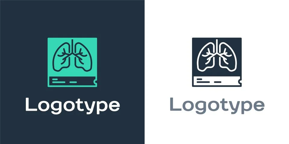 Logotype Lungs x-ray diagnostics icon isolated on white background. Snapshot of Stock Illustration