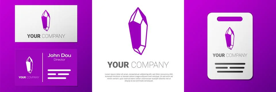 Logotype Magic stone icon isolated on white background. Fantasy crystal. Jewelry Stock Illustration