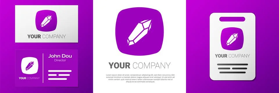 Logotype Magic stone icon isolated on white background. Fantasy crystal. Jewe Illustrazione stock