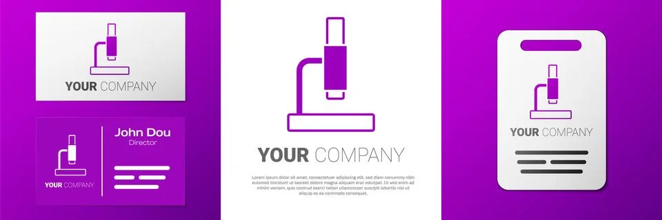 Logotype Microscope icon isolated on white background. Chemistry, pharmaceutical Illustrazione stock