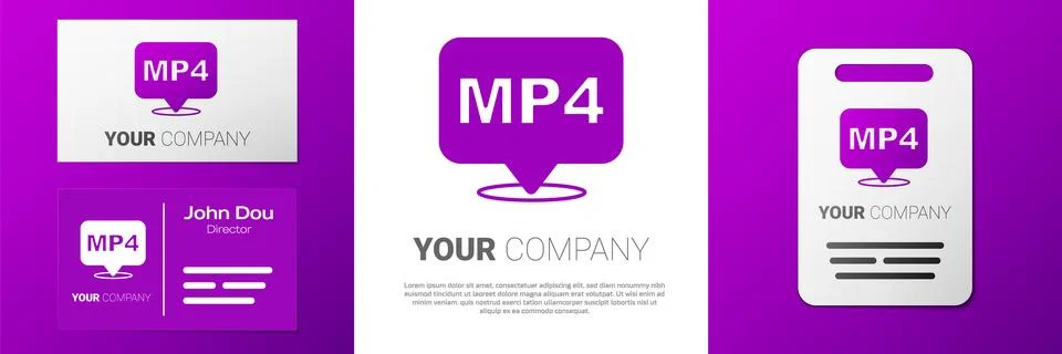 Logotype MP4 file document. Download mp4 button icon isolated on white back.. Illustrazione stock