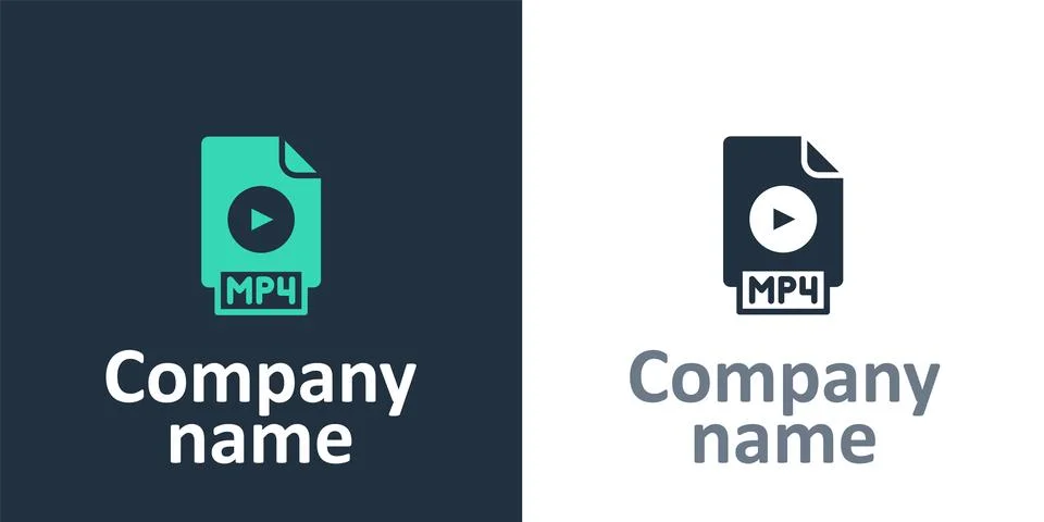 Logotype MP4 file document. Download mp4 button icon isolated on white backgr Illustrazione stock