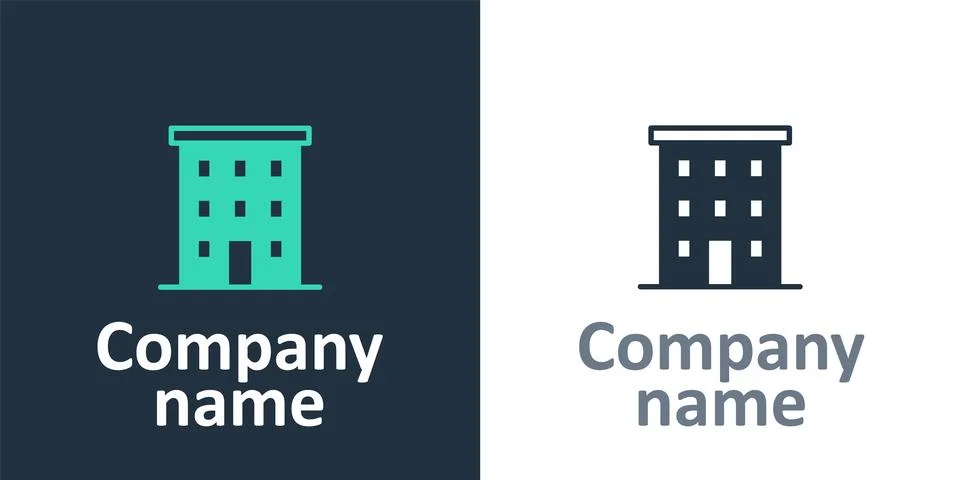 Logotype Multi storey building icon isolated on white background. Logo design Ilustración de archivo