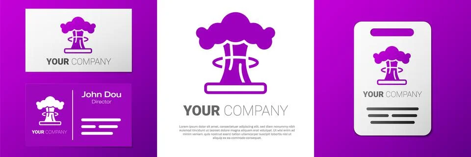 Logotype Nuclear explosion icon isolated on white background. Atomic bomb Stock Illustration