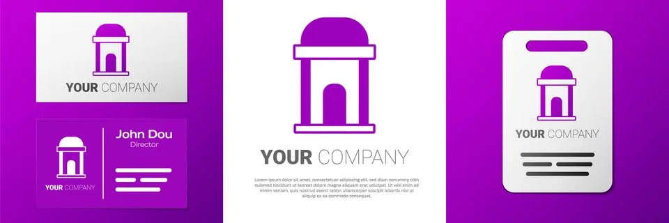 Logotype Old crypt icon isolated on white background. Cemetery symbol. Ossuary Ilustración de archivo