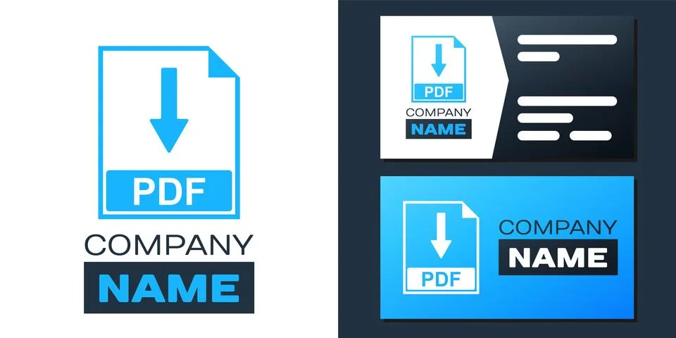 Logotype PDF file document icon isolated on white background. Download PDF Stock Illustration