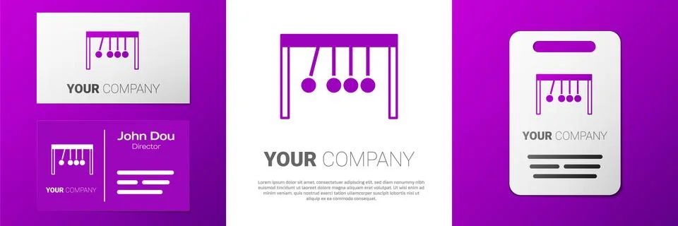 Logotype Pendulum icon isolated on white background. Newtons cradle. Logo design Stock Illustration
