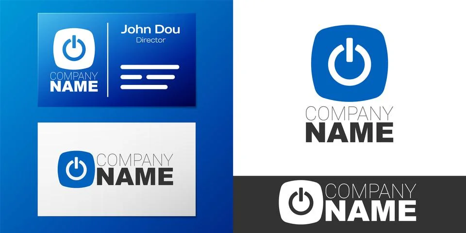 Logotype Power button icon isolated on white background. Start sign. Logo design Stock Illustration