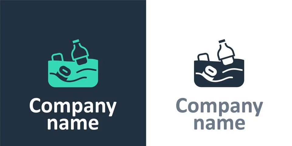 Logotype The problem of pollution of the ocean icon isolated on white background Stock Illustration