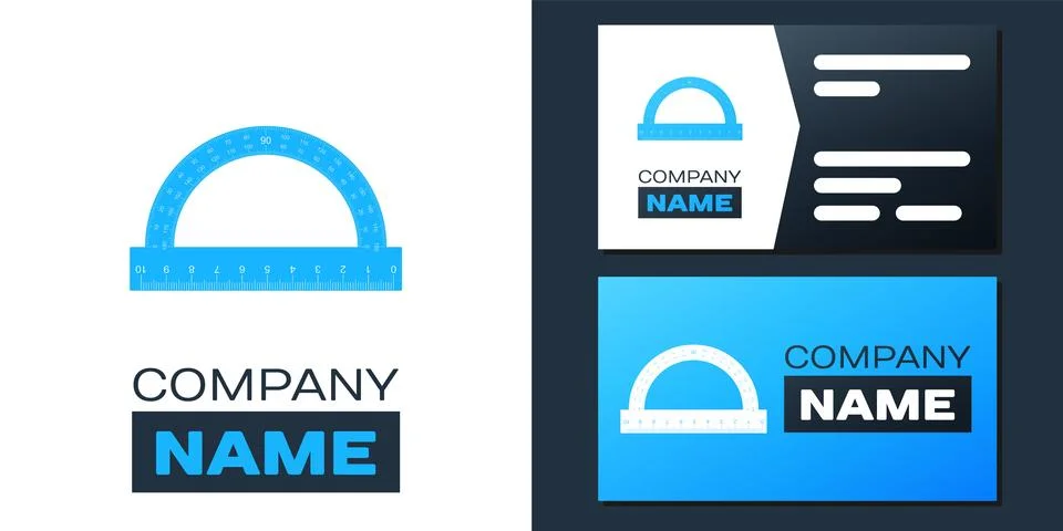 Logotype Protractor grid for measuring degrees icon isolated on white background Stock Illustration